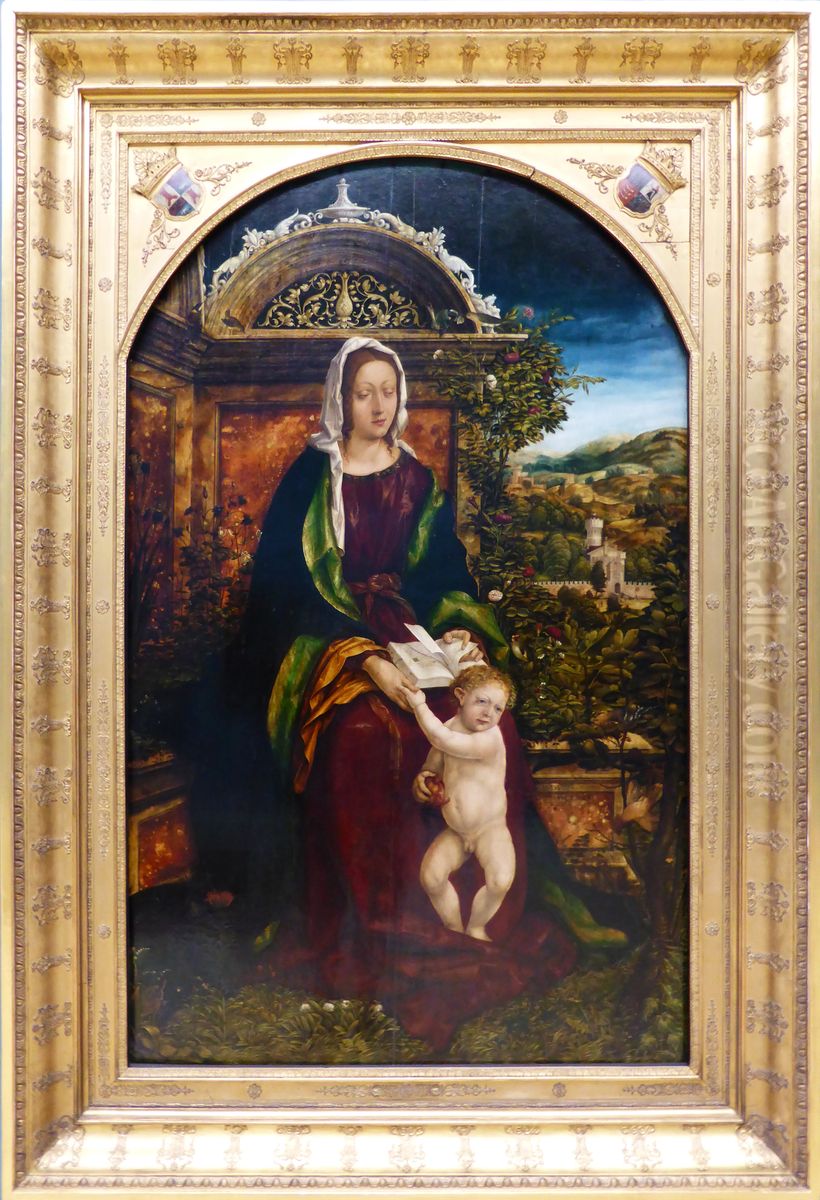 Maria mit dem Kind Oil Painting by Hans Burgkmair the elder Maria mit dem Kind Oil Painting by Hans Burgkmair the elder
