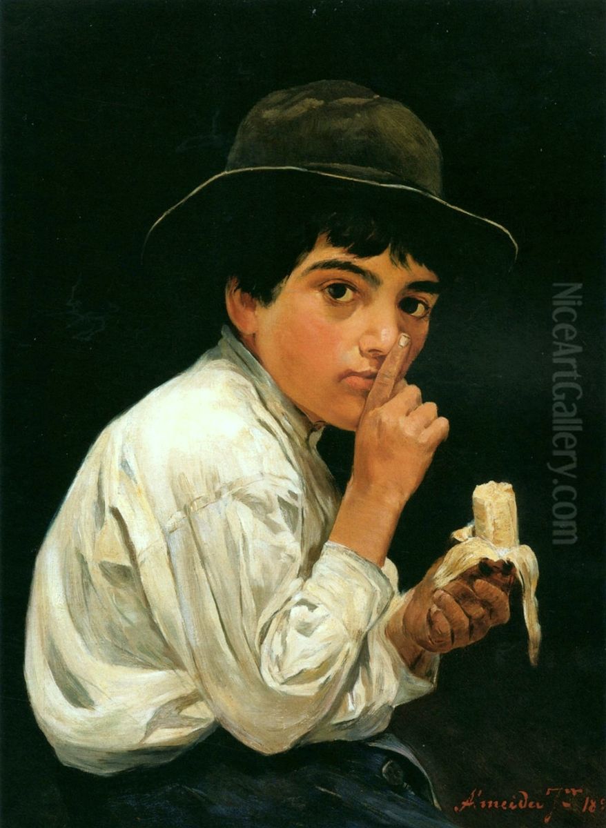 Garoto com Banana Oil Painting by Jose Ferraz De Almeida Junior