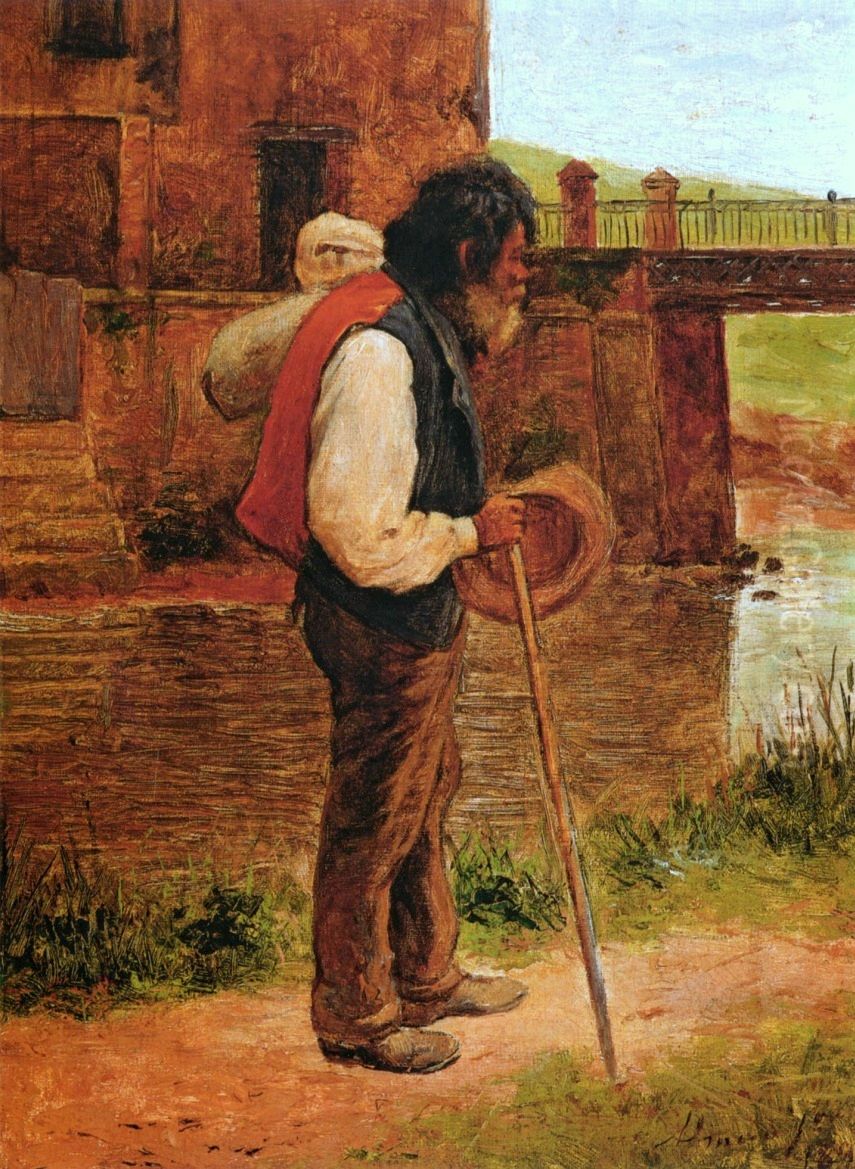 Beggar on Tabatinguera street Oil Painting by Jose Ferraz De Almeida Junior
