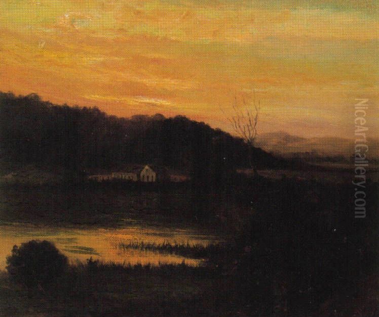 Piracicaba River Landscape Oil Painting by Jose Ferraz De Almeida Junior