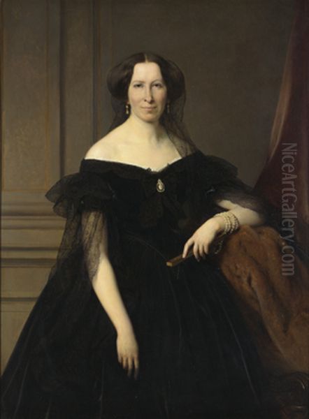 Portrait of Mrs. Joseph-Gustave Allard (1811-1886) Oil Painting by Louis Gallait
