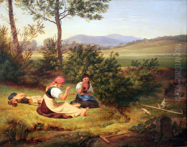 Lunch break Oil Painting by Friedrich Philipp Reinhold
