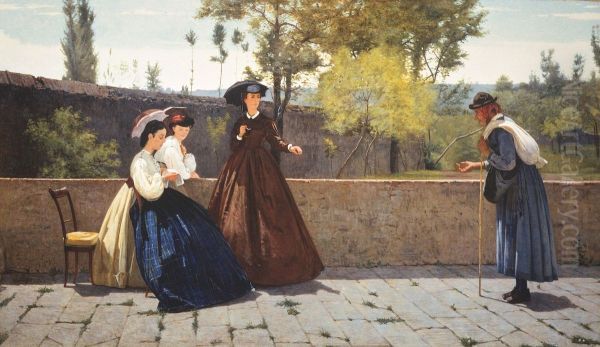 Almsgiving Oil Painting by Silvestro Lega