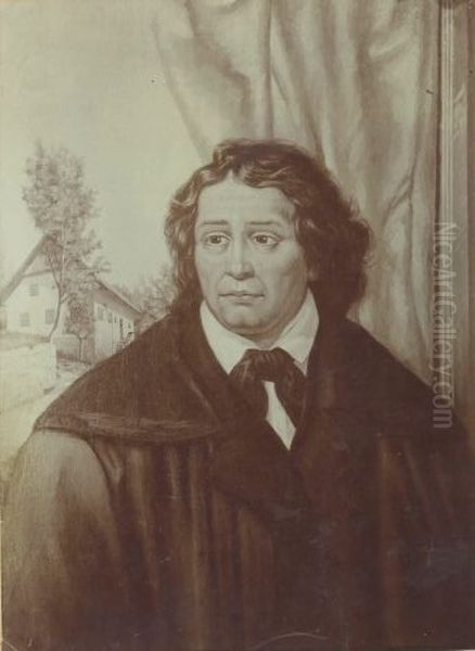 Portrait of France Preseren Oil Painting by Alojz Subic