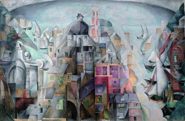 Kubo-Futuristische Komposition (Hafen) Oil Painting by Aleksandra Ekster
