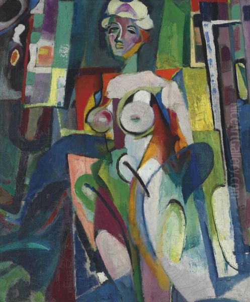Semi-abstract Nude Oil Painting by Arthur Beecher Carles