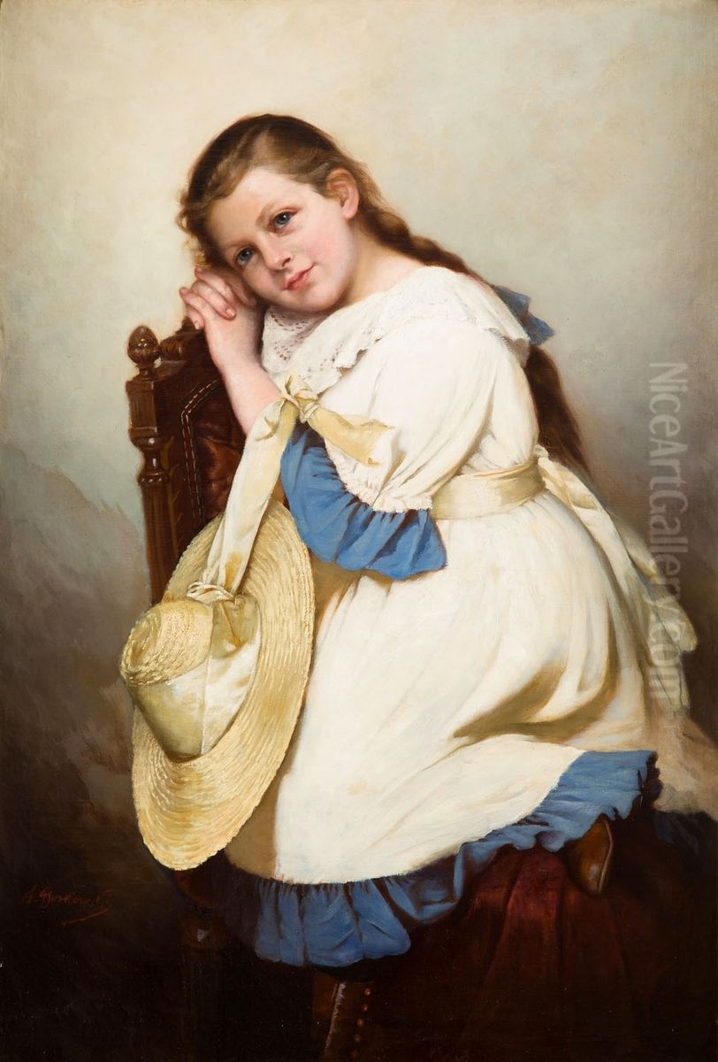 Portret Wandy Chelmonskiej jako dziecka Oil Painting by Alfons Dunin-Borkowski