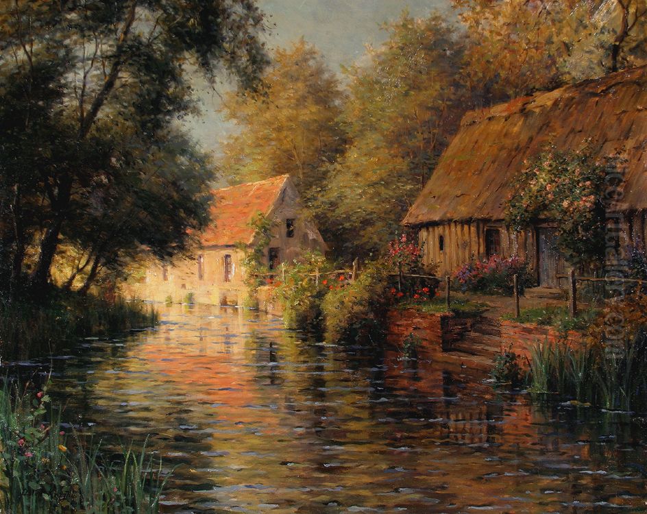 Along the River, Beaumont-le-Roger Oil Painting by Louis Aston Knight