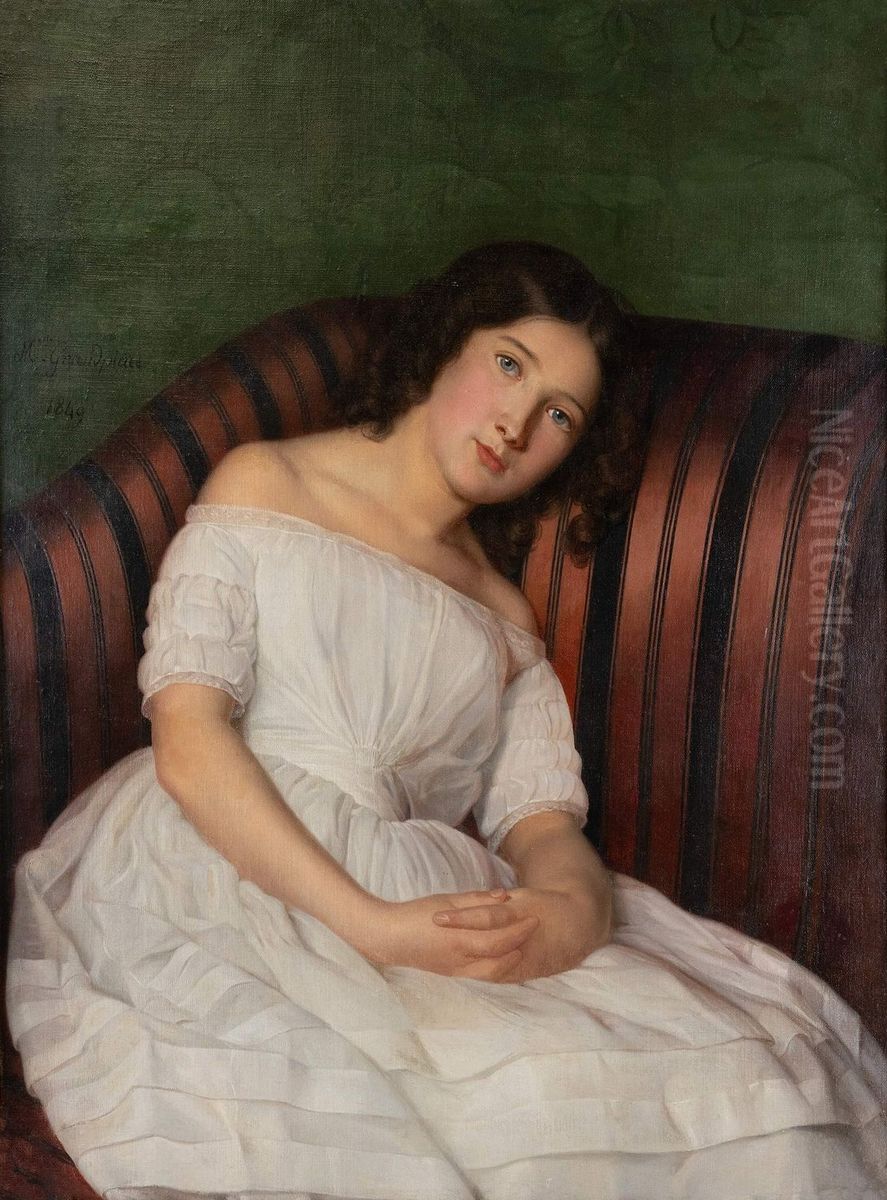 Portrait de Madame Gignoux a 16 ans Oil Painting by Adrienne Marie Louise Grandpierre-Deverzy