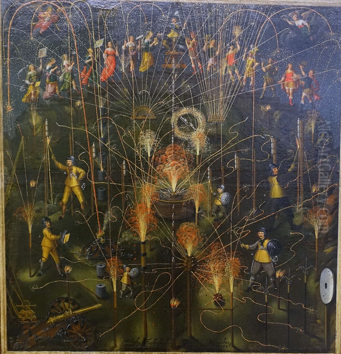 Test fireworks by Johann Khonn Oil Painting by Joseph Furttenbach