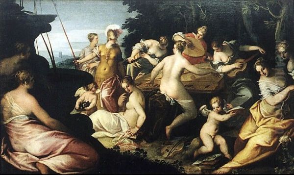 Minerve et les Muses Oil Painting by Hans Rottenhammer