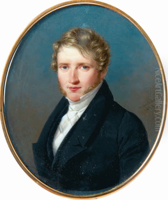 Portrait d'Alfred de Vigny Oil Painting by Leon Larue