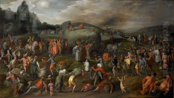 Allegory on worldly and ecclesiastical abuses. Oil Painting by Gillis Mostaert
