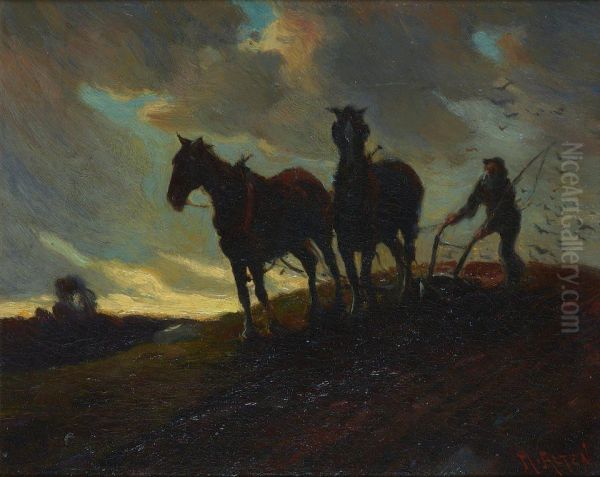 Rocky Soil, Lyme(Ploughing) Oil Painting by Mathias Alten