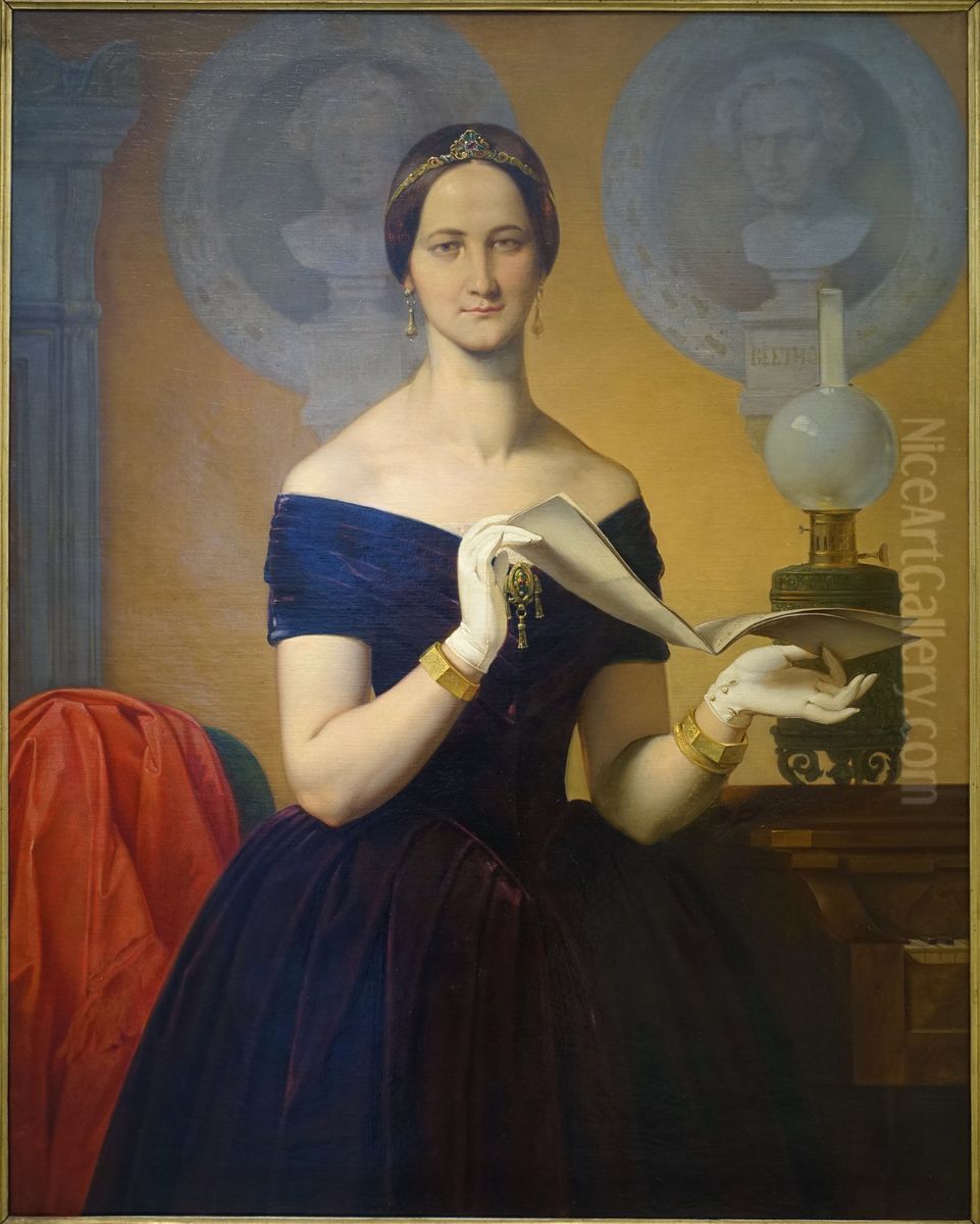 Portrait of the singer Caroline Hetzenecker Oil Painting by Moritz von Schwind
