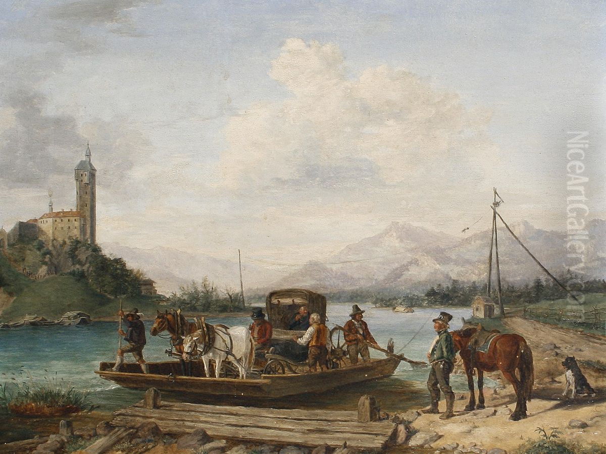 The ferry crossing Oil Painting by Anton Altmann