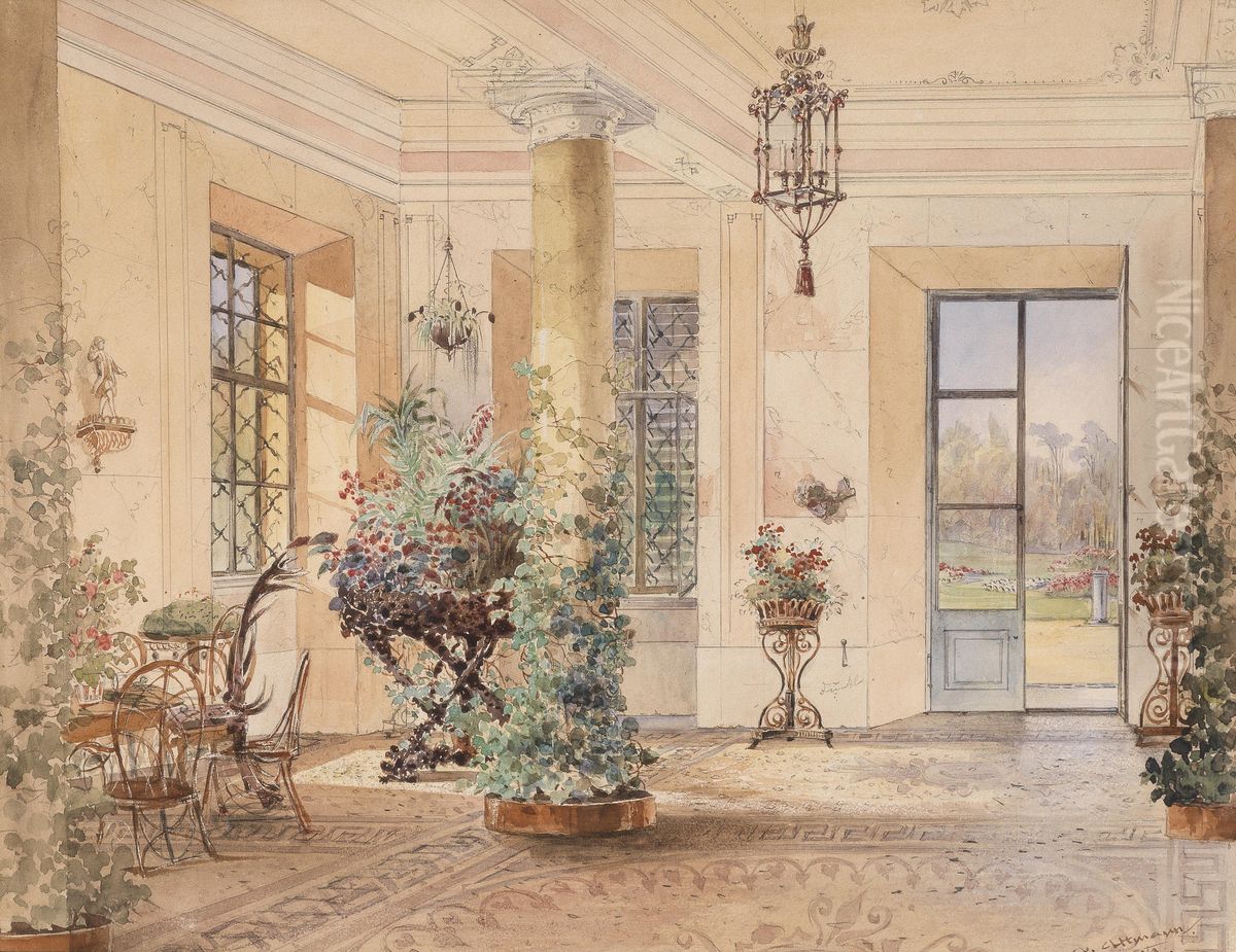 Sala Terrena in einem Schlosschen Oil Painting by Anton Altmann
