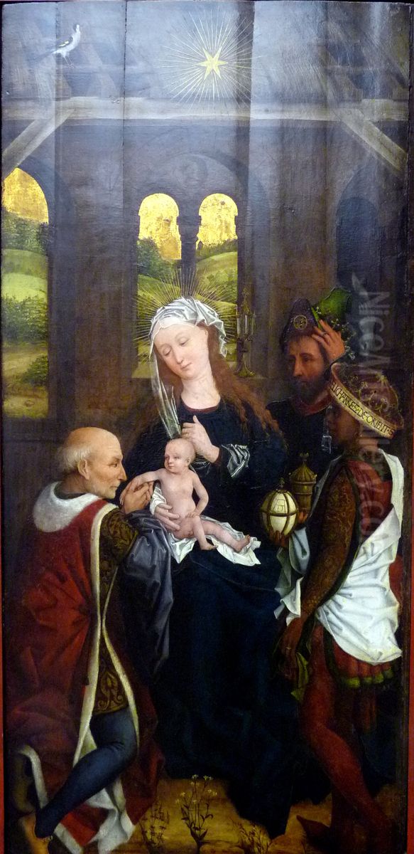 Anbetung der hl. drei Konige Oil Painting by Hans Pleydenwurffand workshop