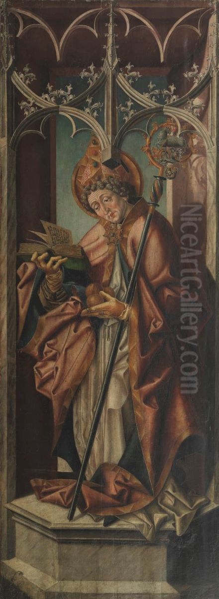 Aussenseite eines Altarflugels: Hl. Nikolaus Oil Painting by Friedrich Pacher