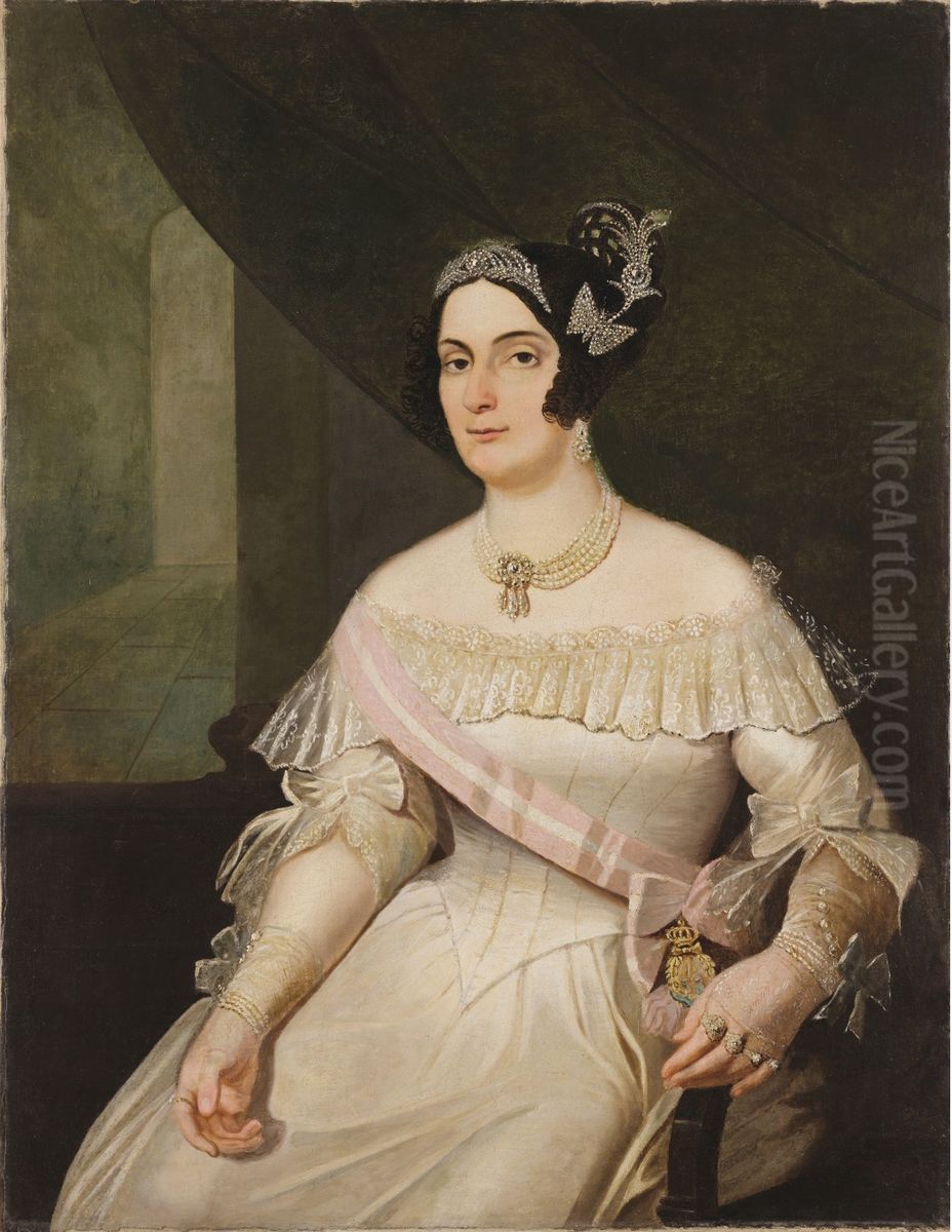 Portrait of Domitila de Castro Canto e Melo, Marquise of Santos Oil Painting by Francisco Pedro do Amaral