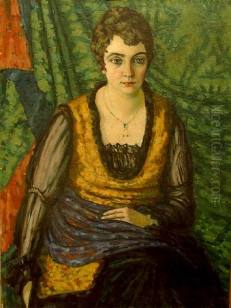 Portrait of Alvine Kapp Oil Painting by Konrad Magi