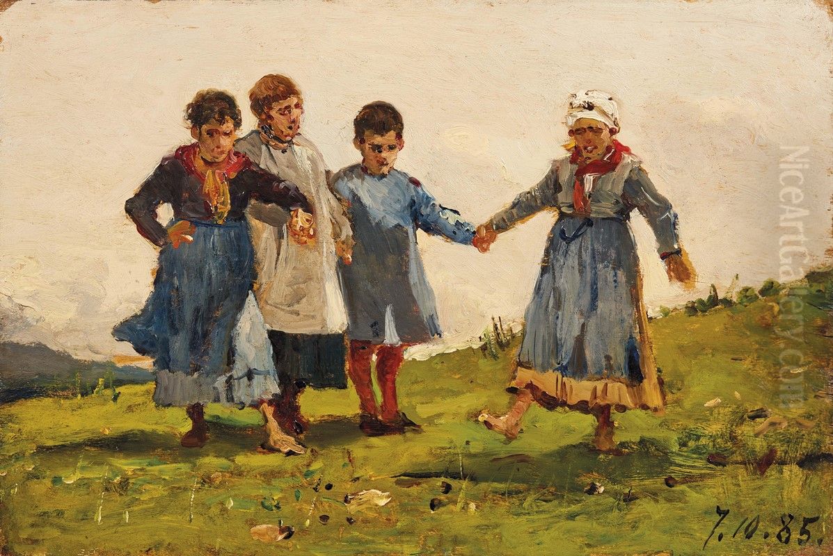 Giochi di bimbi o Girotondo Oil Painting by Lorenzo Delleani Giochi di bimbi o Girotondo Oil Painting by Lorenzo Delleani