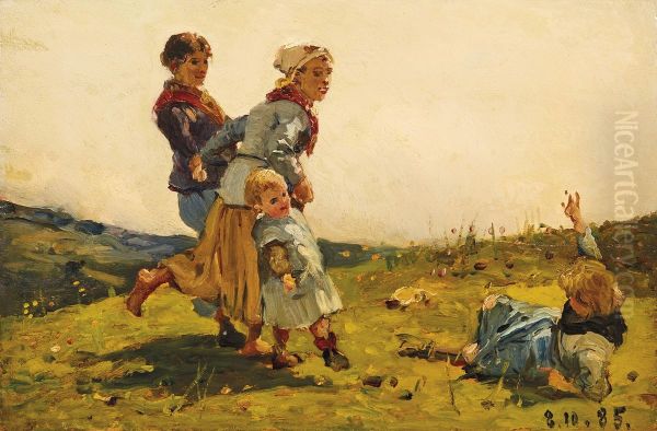 The tumble Oil Painting by Lorenzo Delleani