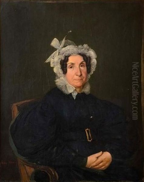 Portrait of Marie-Anne Gaudin, wife of Martin-Guillaume Biennais Oil Painting by Francois-Antoine-Leon Fleury