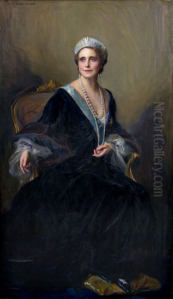 Portretul Reginei Maria a Romaniei, nascuta Printesa Maria de Edinburgh Oil Painting by Philip de Laszlo