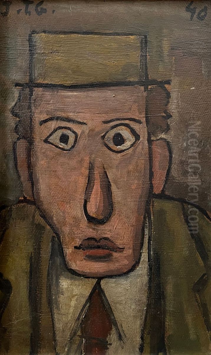Retrato de hombre Oil Painting by Joaquin Torres-Garcia