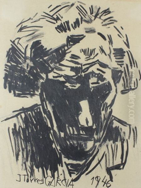 Joaquin Torres Garcia selfportrait (1946) Oil Painting by Joaquin Torres-Garcia