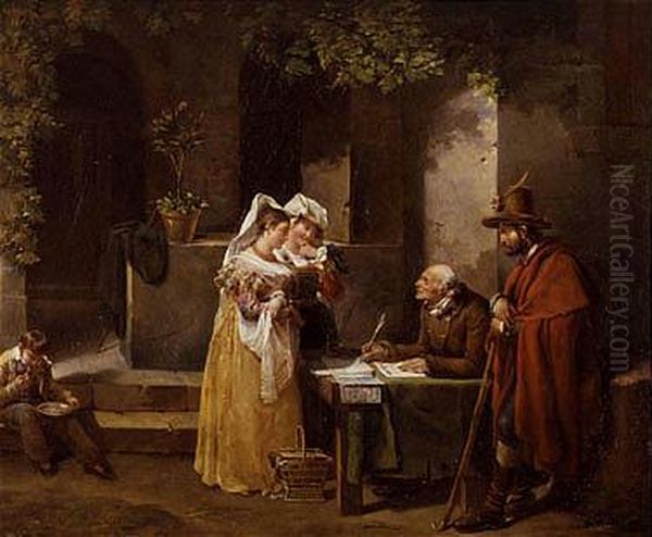 The Public Writer Oil Painting by Hortense Haudebourt-Lescot