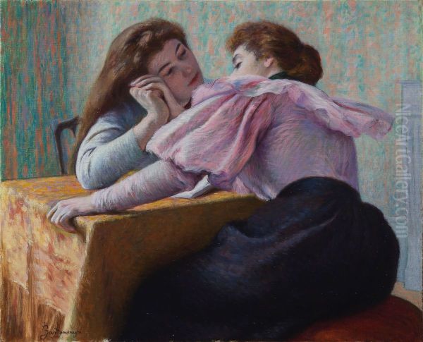 Colloquio a tavolino Oil Painting by Federico Zandomeneghi