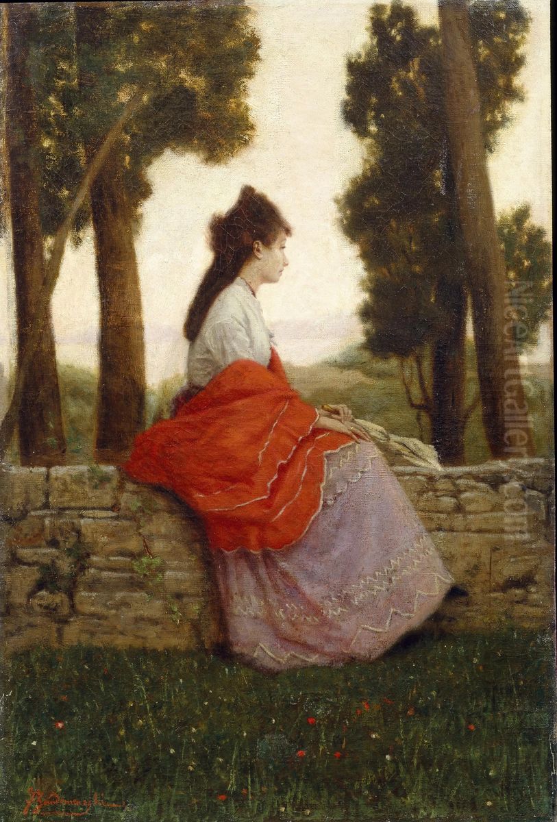 Signora nel parco Oil Painting by Federico Zandomeneghi