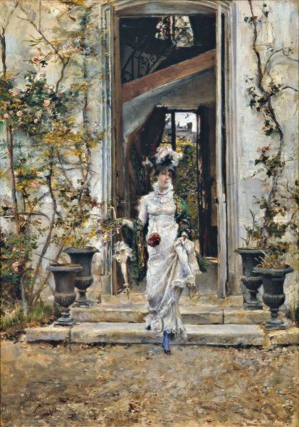 Berthe leaving for a walk Oil Painting by Giovanni Boldini