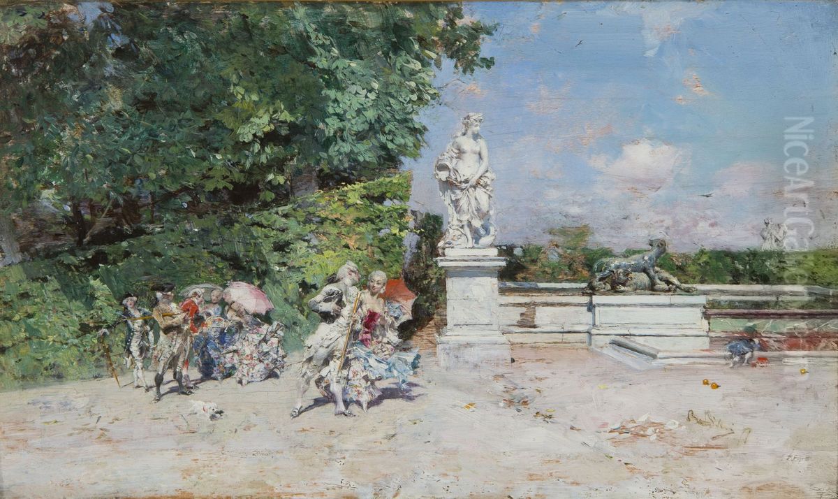 Gallant scene in the Park of Versailles Oil Painting by Giovanni Boldini
