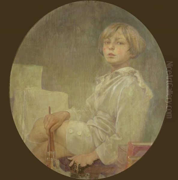 Portret Muchova syna Jiriho Oil Painting by Alphonse Mucha