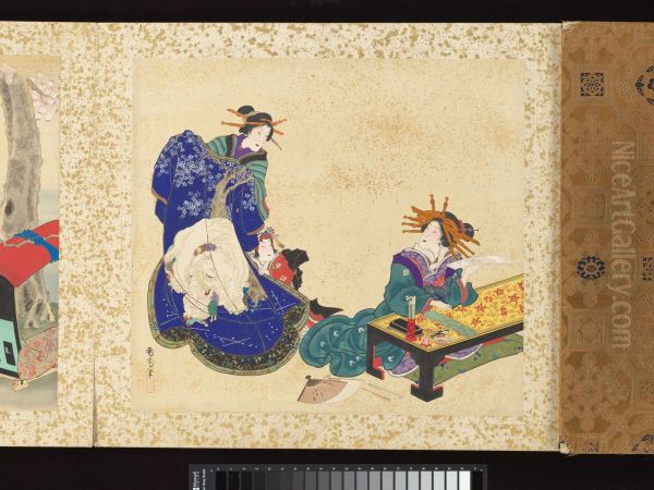 Artisans, Beauties, and Annual Events Oil Painting by Toyohara Kunichika