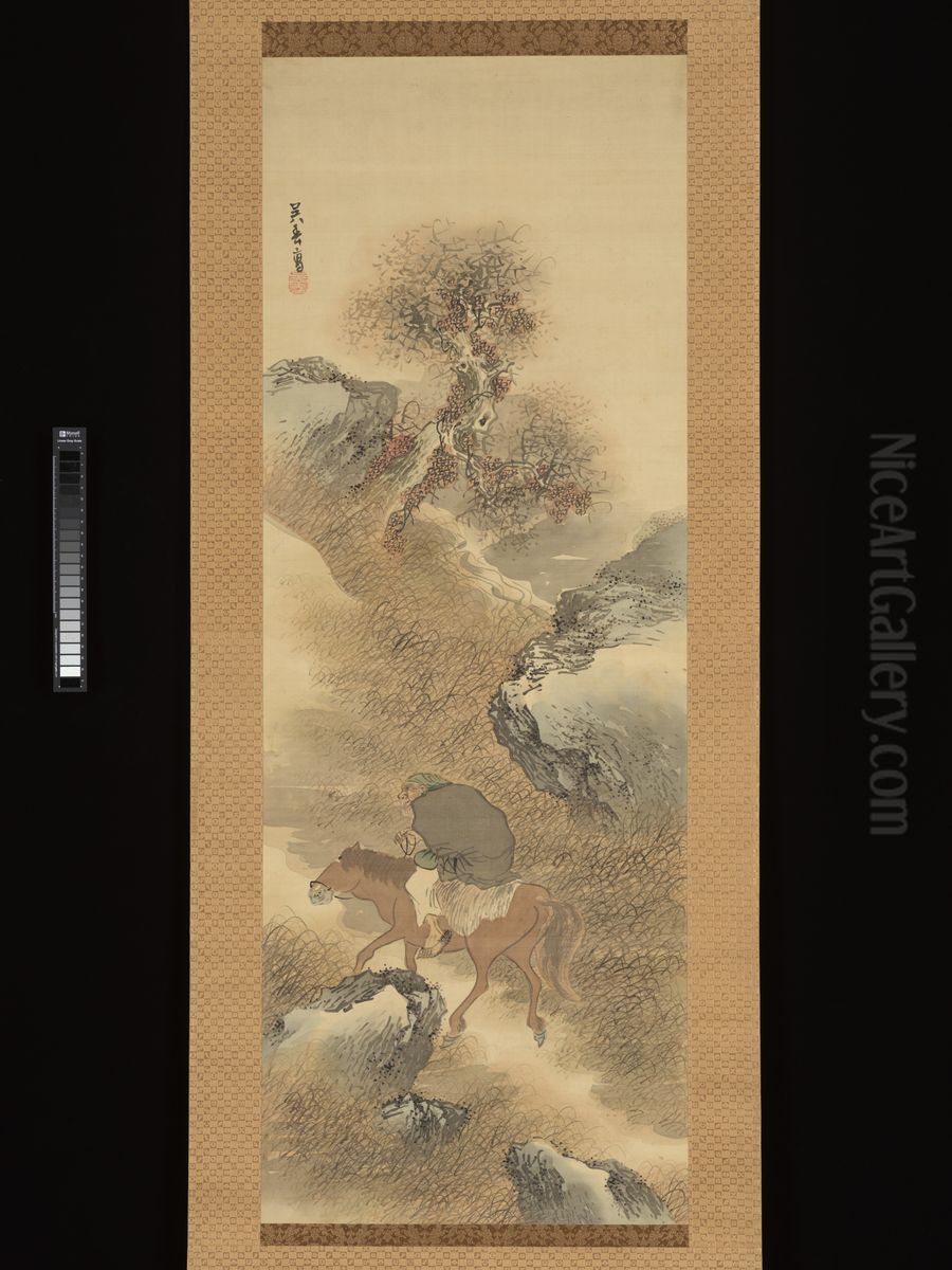 Herb Gatherer in the Mountains Oil Painting by Matsumura Goshun