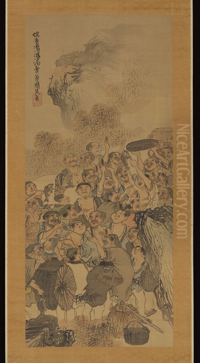 Fish Market Oil Painting by Matsumura Goshun
