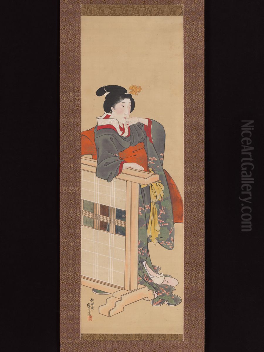 Lady-in-Waiting at Edo Castle Oil Painting by Utagawa Kuniyoshi