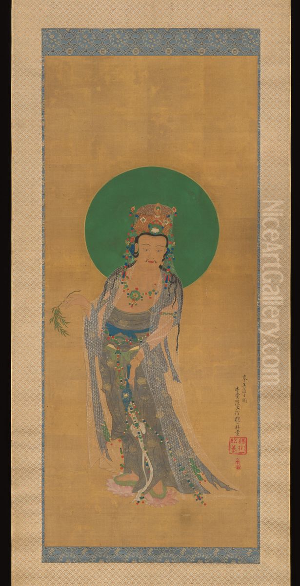 Willow Kannon Oil Painting by Sakai Hoitsu