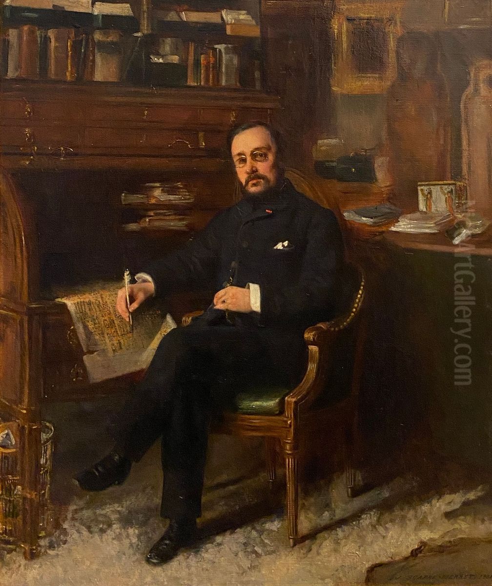 Portrait of Paul Pierret Oil Painting by Jeanne Scapre-Pierret