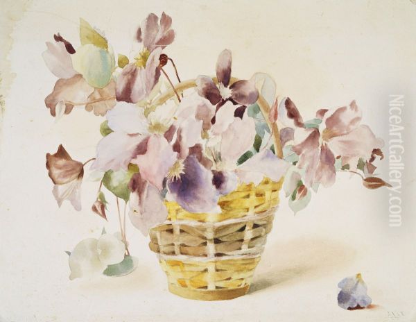 A basket of Clematis Oil Painting by Alexandra of Denmark