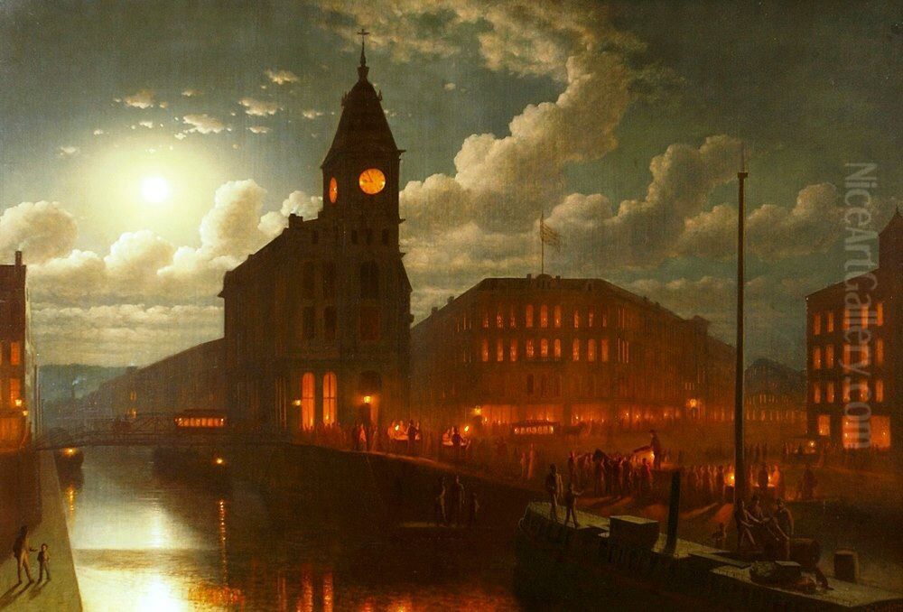Syracuse by Moonlight Oil Painting by Johan Mengels Culverhouse