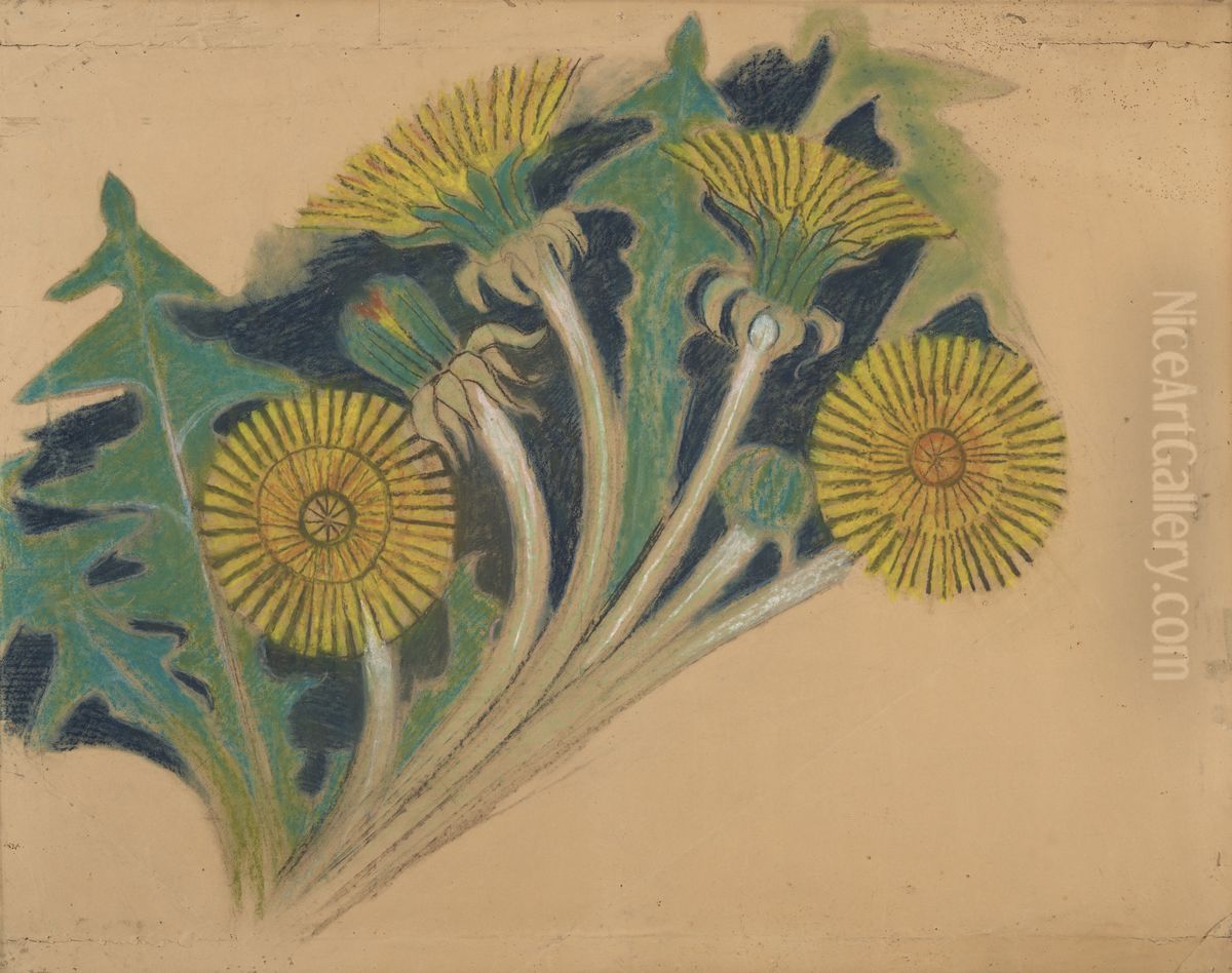 Kwiaty mlecza. Projekt do dekoracji malarskiej do fary w Bieczu Oil Painting by Stanislaw Wyspianski