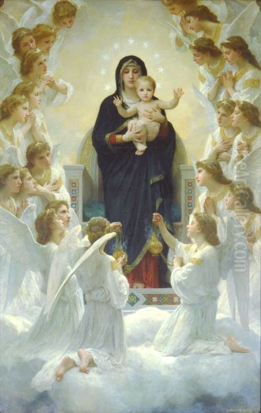 The Queen of the angelsorThe Virgin with angels Oil Painting by William-Adolphe Bouguereau