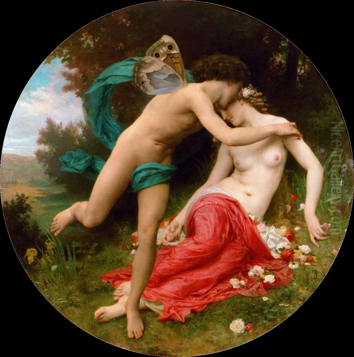 Flora   andZephyr Oil Painting by William-Adolphe Bouguereau
