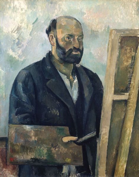 Self-Portrait with Palette Oil Painting by Paul Cezanne