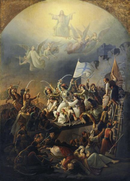 The sortie of Messologhi. Oil Painting by Theodoros Vryzakis